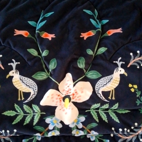 Anthropologie Rifle Paper Velvet Luxembourg Navy Blue Floral King Shams One Pair - Picture 3 of 5